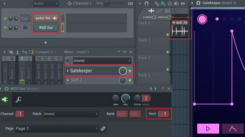 FL Studio Drag an audio file to your playlist and route it to Track 1 on the mixer.