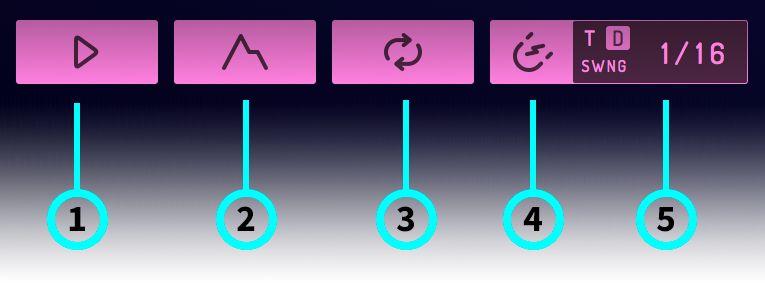 Envelope Trigger & Grid Controls 1 AutoPlay - When engaged, the envelope will trigger and repeat continuously. When on, the envelope will ignore MIDI input.