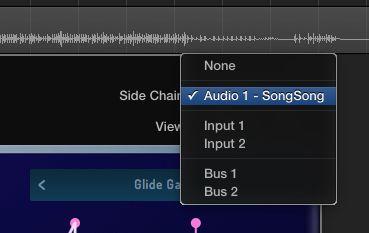 In the top right, select your sidechain input to be the same as the audio track.