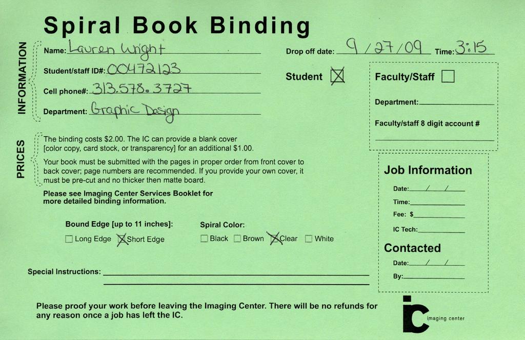 Spiral Book Binding The cost to spiral bind your book will be $2.00 for the binding itself, as well as, the regular cost per page to be printed.