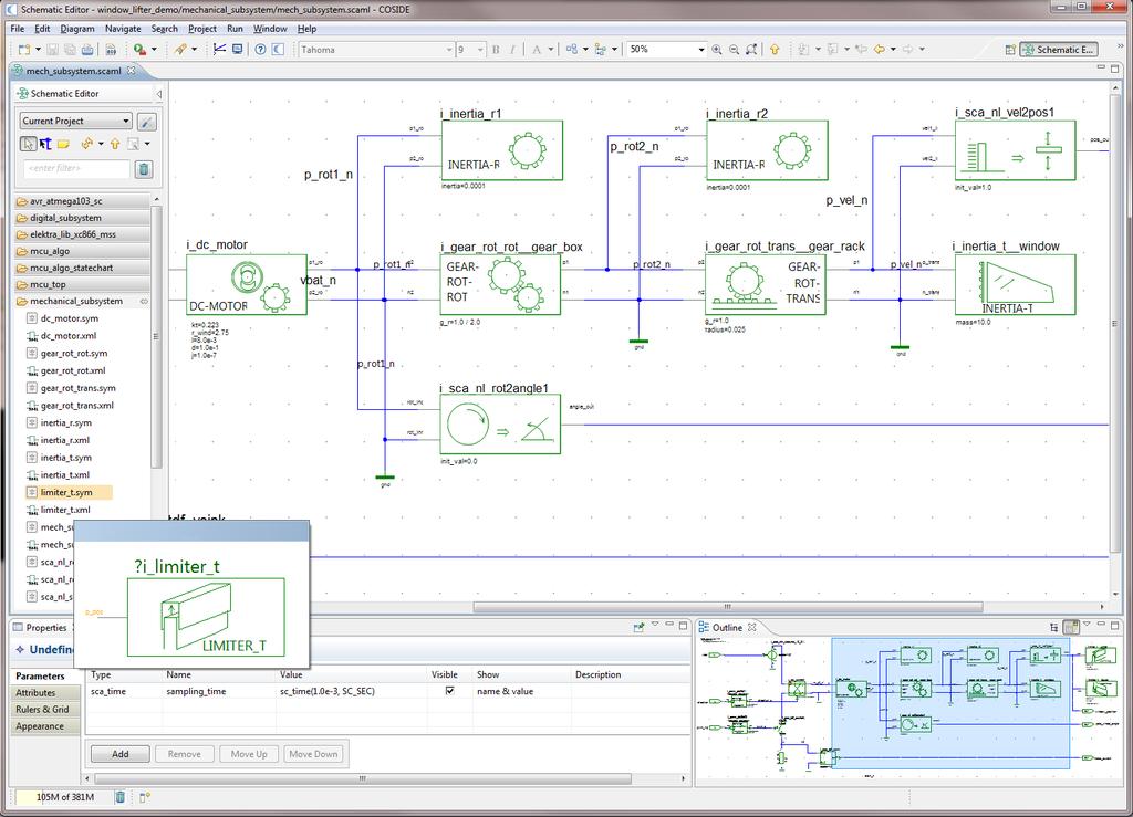 COSIDE Schematic Editor Schematic Editor Eclipse integrated (GMF/GEF based) Double click to source file, hierarchy browsing