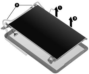 6. If it is necessary to replace the display panel, perform the following steps: a. Remove the 7 Phillips PM2.0 3.0 screws that secure the display panel to the display enclosure. b.