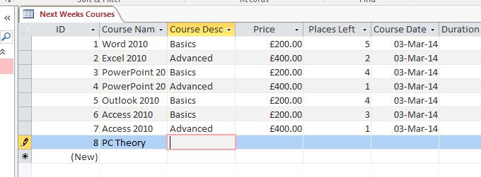 Enter a price of 200. Within the Course date field enter a value of 03/03/2014.