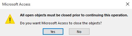 You may see a dialog box asking you to close all