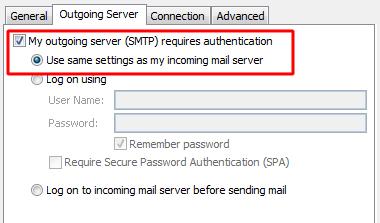 In the Advanced tab, in the Outgoing server (SMTP) field, enter 587. 9.