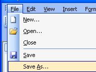 * Save a Spreadsheet under another name : Click on the Save as from the file menu. OR press F12.