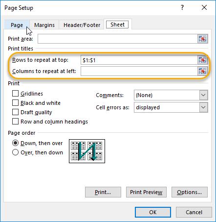 Use repeating titles if the worksheet has multiple pages and adding the column or row titles on every printed page will add clarity to the data. 1.