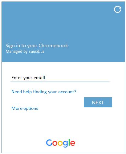 Log into the Chromebook using the test account provided Enter your Gmail username & Password provided on your handout.