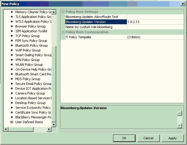 13 10.DEPLOYMENT (UPDATE) USE CASES 10.1. Auto-Updater Disabled Customers are free to deploy and update Bloomberg for BlackBerry using whichever method suits them best.
