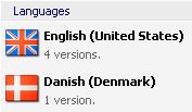 Shows which language is selected for the current item (English in our example).