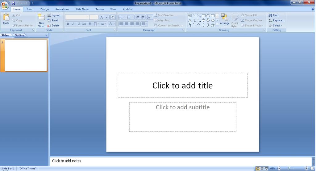 Creating Your First PowerPoint Presentation You create your PowerPoint presentation on slides. You use layouts to organize the content on each slide.