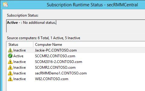 If you are first bringing on source event computers and they are not Active, try restarting the WinRM service on the source event computer. This will usually bring it to the Active Status.