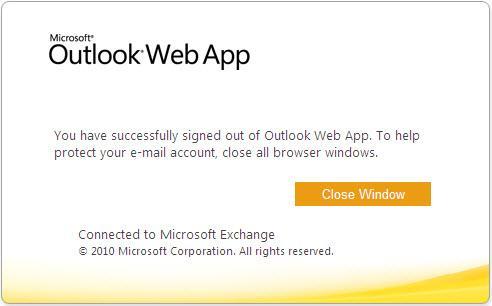 Logging out of Outlook Web App 1.
