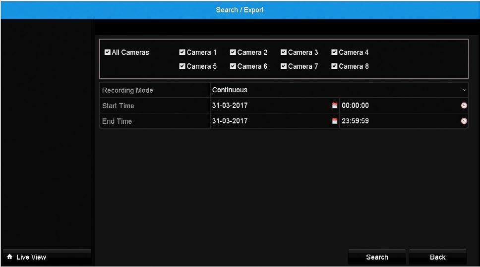 7.2 Search/Export When a video is recorded, it is stored as a file on your DVR s hard drive.