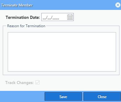 Enter the termination date on the Terminate Member pop-up window.
