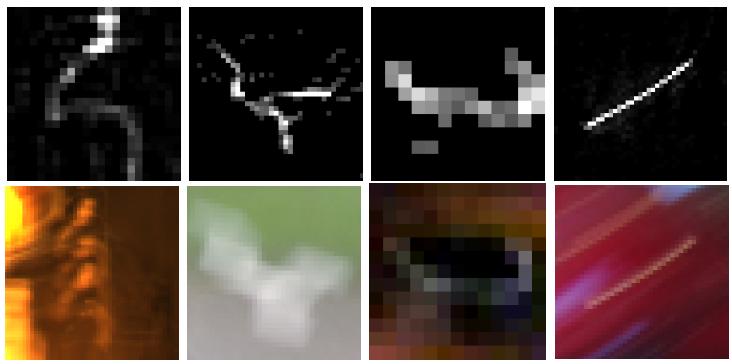 Image artifacts & estimated kernels Blur kernels Image patterns Note: blur