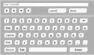 Using the ipronto The Keyboard The ipronto is provided with an on-screen keyboard. You need this keyboard to enter text in text boxes, for example to enter a URL.