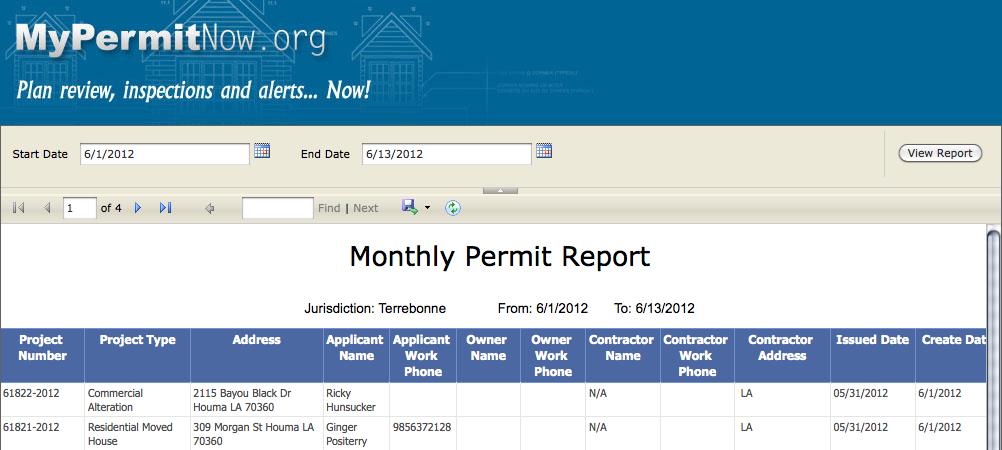 Expand the Monthly Permit Report by clicking on the report name.