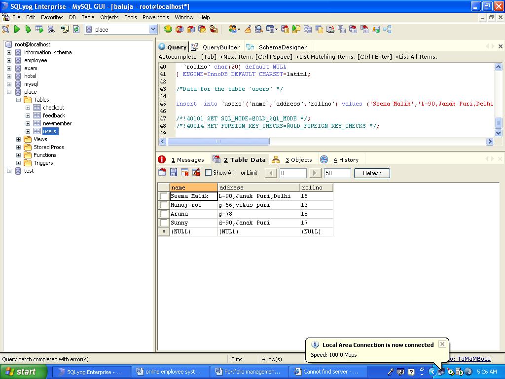 BACK END:-My Sql My SQL is an application used to create computer databases for the Microsoft Windows family of server operating systems.