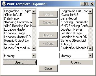 6. From the File drop-down menu, select Template Organiser. You will see that the default templates are already loaded. 7.