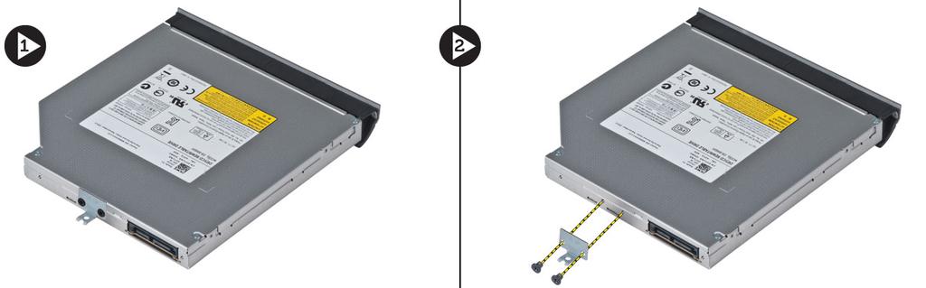 5. Disengage the optical drive bezel tabs to separate the optical drive bezel from the optical drive. 6. Remove the optical-drive bezel. Installing the Optical Drive 1.