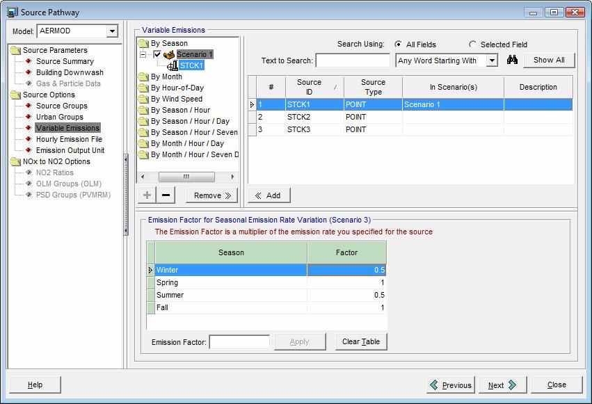 ISC-AERMOD View Version 5.8.0 Source Enhanced Interface for Variable Emissions The several Variable Emissions screens are now combined under one location - Source Variable Emission screen.