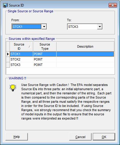 ISC-AERMOD View Version 5.8.0 Source Feature to Check which Sources are within a Source Range ISC-AERMOD View now contains a feature to display all sources that are within any specified source range.