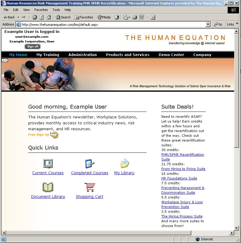 Navigating the My Home Page The Menu Bar allows you to navigate the portal. It is the same on every page. The Current Courses Quick Link will take you directly to the My Courses page. See page 6.