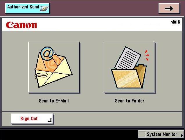 The following screens represent the variety of screens that can be configured for Authorized Send.