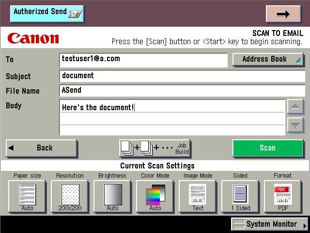 8. Press [Scan] or (Start). The SCAN STATUS screen is displayed, and scanning starts.