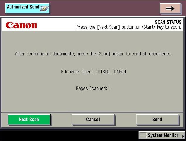 To cancel scanning, press [Cancel] on the SCAN STATUS screen, or press (Stop). 9.