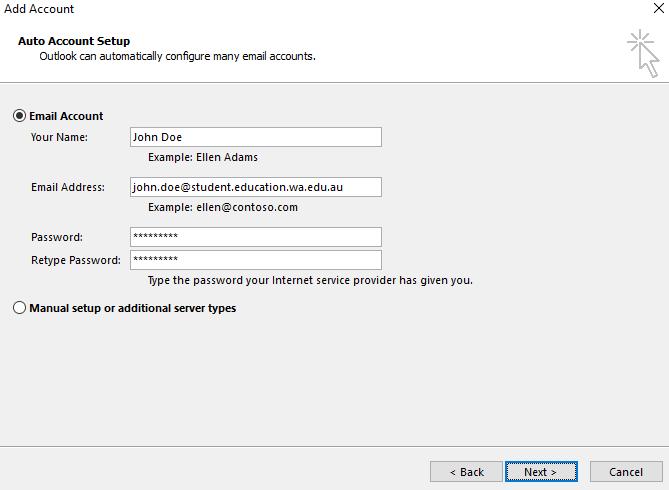 3. In the Add an Email Account window, select Yes to allow Outlook to automatically