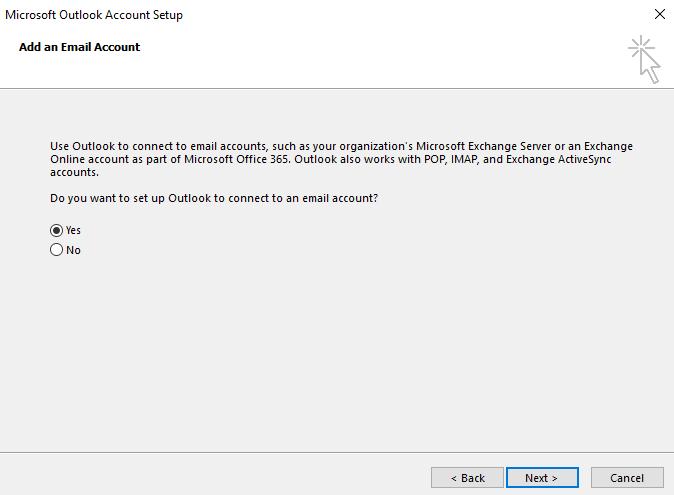In the Auto Account Setup window, select Email Account and complete all the fields with