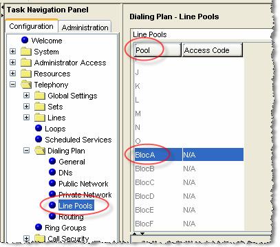 Under Configuration Telephony Dialing Plan; select Line Pools.