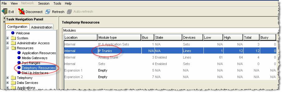 4.3 SIP Proxy Parameters Under Configuration Resources Telephony Resources: Select module