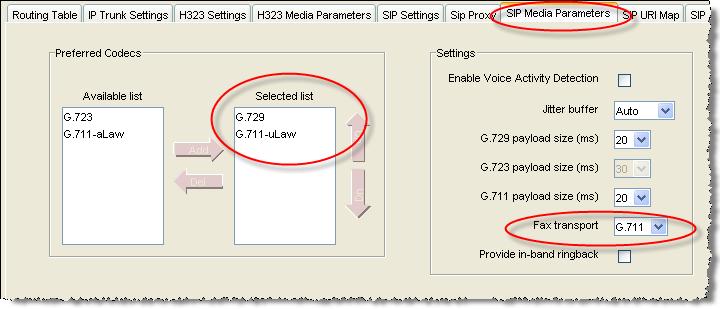 4.4 Media Parameters Configuration Resources Telephony Resources: Select module type IP Trunks and click on the SIP Media Parameters tab.