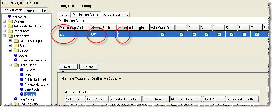 6 APPENDIX A: Configuring Destination Code with Wildcard In an inbound call scenario, the leading digit sent to the BCM50 may be the same as the digit used in the destination code.