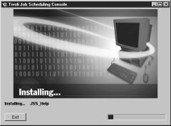 Installing the Job Scheduling Console An information window containing a progress indicator,