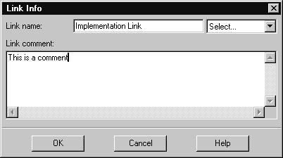 The Paste As Command Link Info Brings up the Link Info dialog (see below), where the attributes of the link can be changed before it is created.