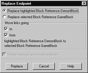 Chapter 10 Implinks and Endpoints The following dialog appears: Replace highlighted <endpoint> Replace selected <endpoint> Depending on the setting of the radio button, either the highlighted or the