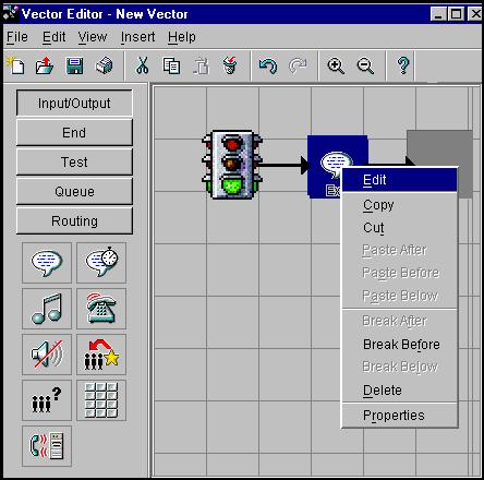 Using Vector Editor 4. Define the properties for the new Announcement step. Place the cursor over the step and click the right mouse button.