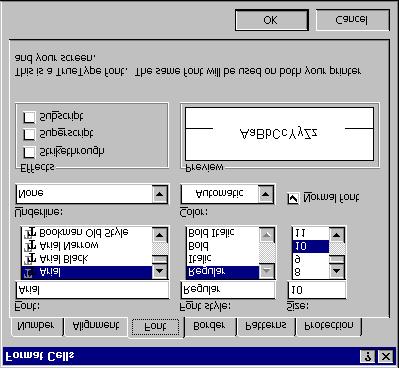 The first method through the Format Cells Font dialog box offers a preview of the font before
