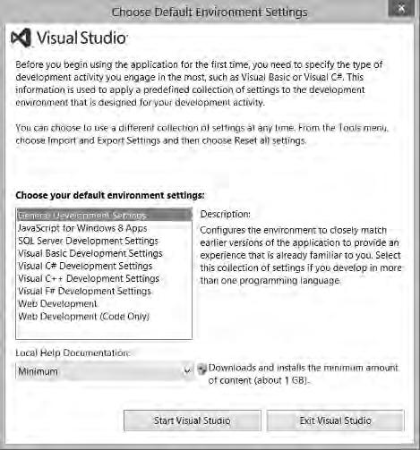 The Visual Studio IDE 5 NOTE An interesting fact about the splash screen is that although a large portion of Visual Studio uses WPF to display its content, the splash screen in Visual Studio 2012 is