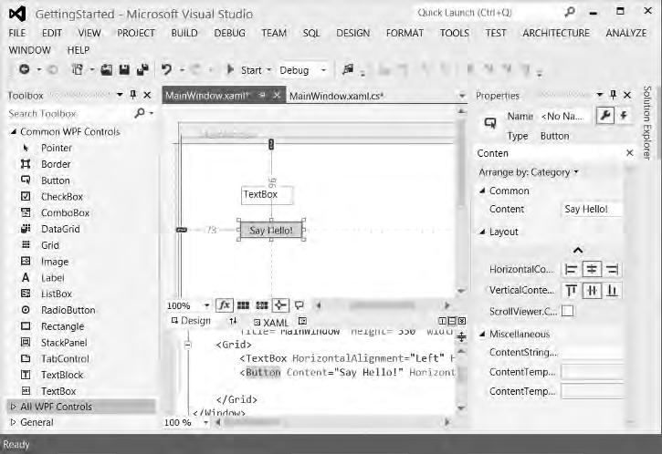 The Visual Studio IDE 9 2. Click the collapsed Toolbox window, which appears on the left side of the screen. This causes the Toolbox to expand.