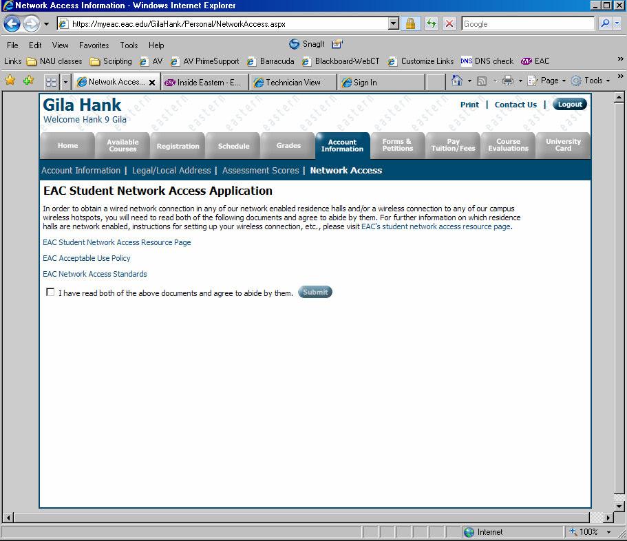 2. Next click the heading labeled "Network Access.