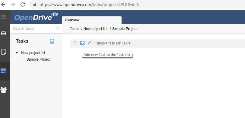 Tasks After the task list is created, new tasks can be added by clicking on the Plus icon.