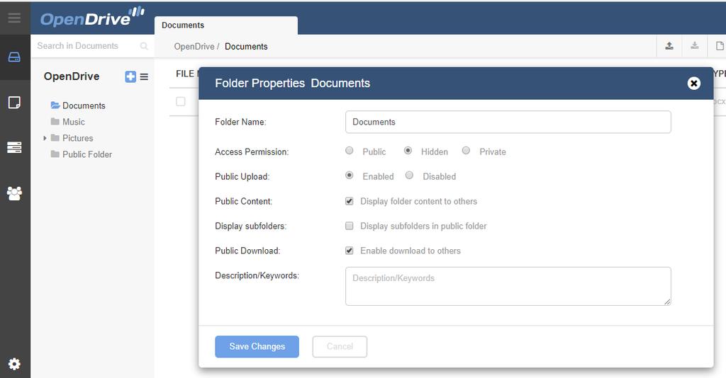 Folder/File Properties Properties allows the account owner to control access
