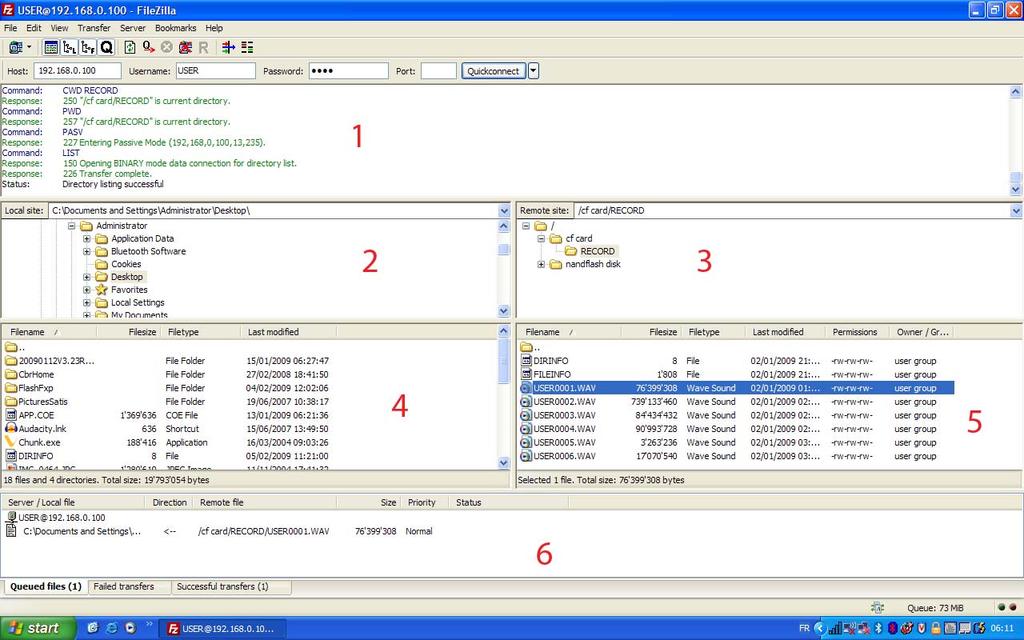 ETHERNET CONNECTION EXAMPLE (PULL MODE) The PC software used is called FileZilla. It s a free software package that can be downloaded from their web site.