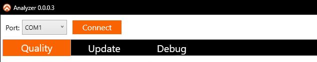 Debug 1. Open the Analyzer software. 2. elect Debug from the top navigation. 3. Plug in the power supply of the transmitter. 4. Connect the receiver using an HDBaseT cable. 5.
