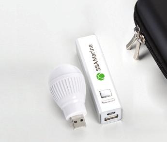 Portable 2,200mAh power bank (UL recognized battery) and USB powered light bulb tech gift set. Packaged in a nice zipper case. Imprint (power bank): H 3/8 x W 3/4 $20.45 $19.35 $18.85 $18.15 $12.